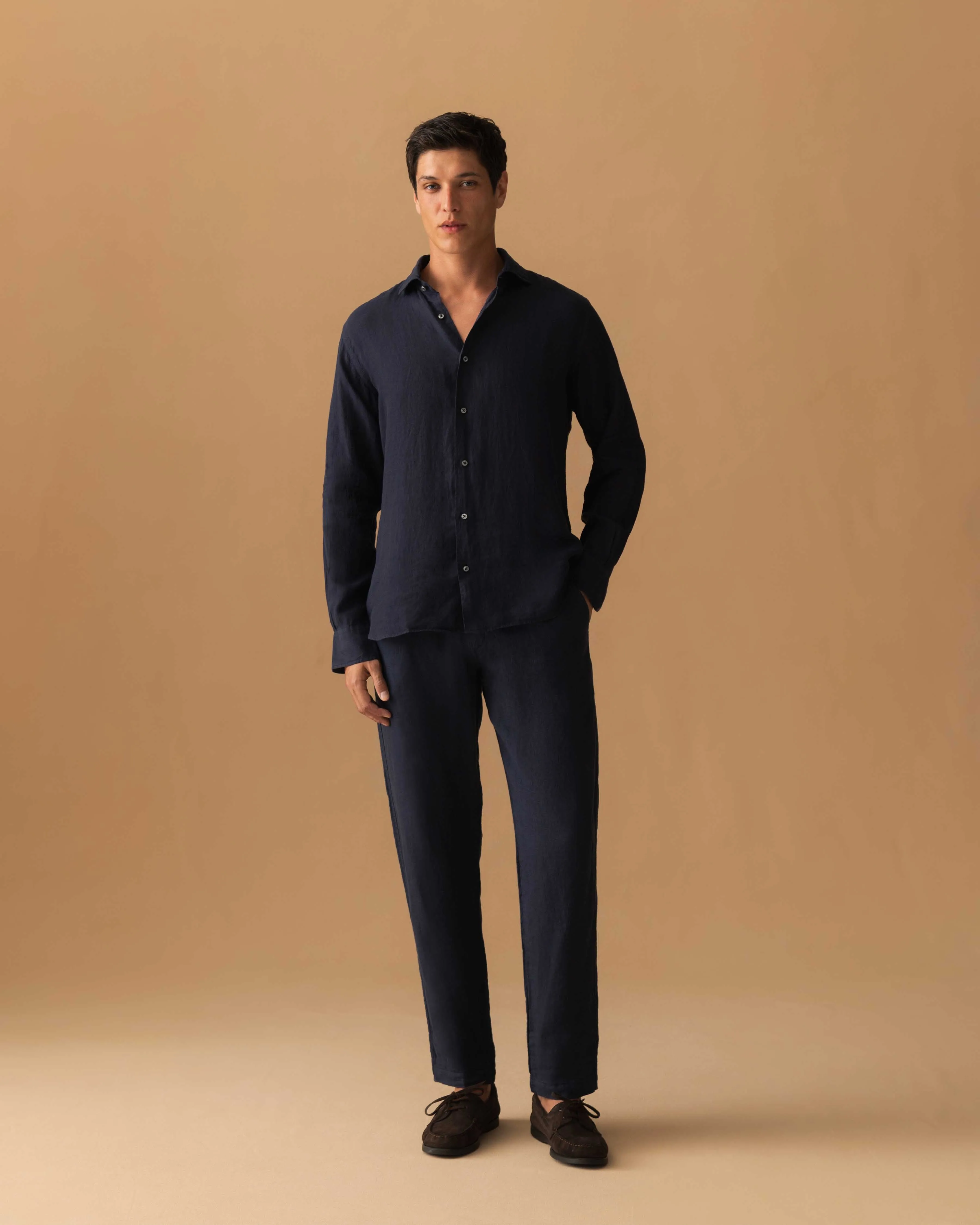 Linen Cutaway Collar Shirt Formal Elegance