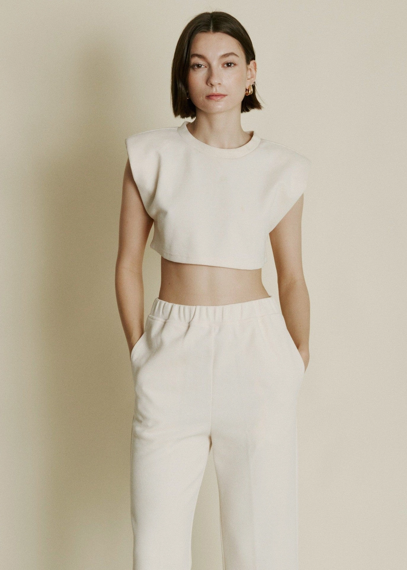 LINNEA WAFFLE KNIT CROPPED TOP Stay Flexible