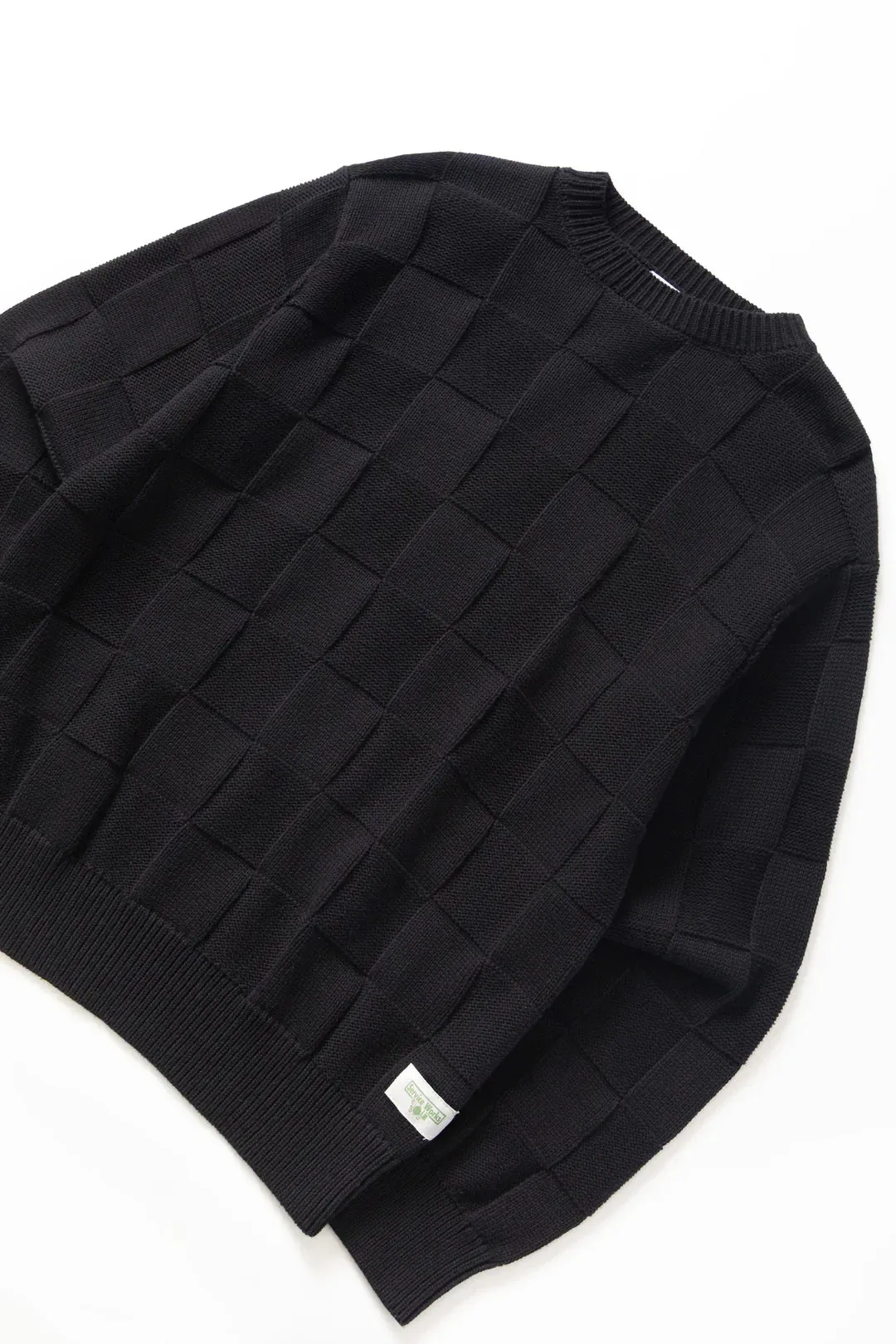 Day Layer Black Check Knit Crewneck