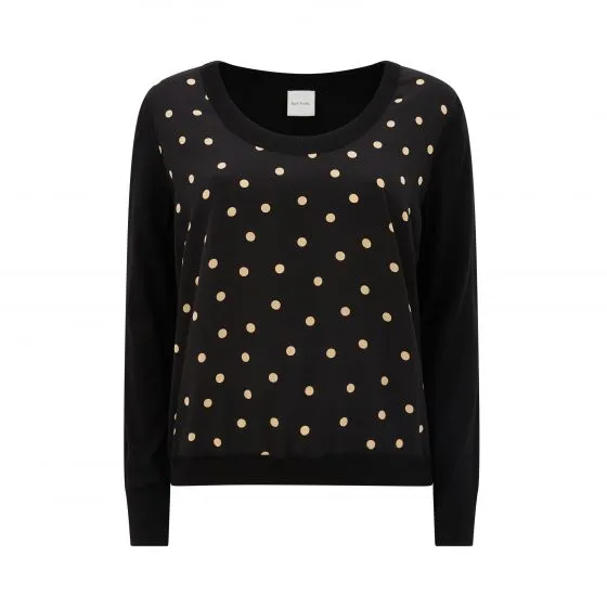 Polka Dot Cotton Silk Sweater WrinkleResistant Finish