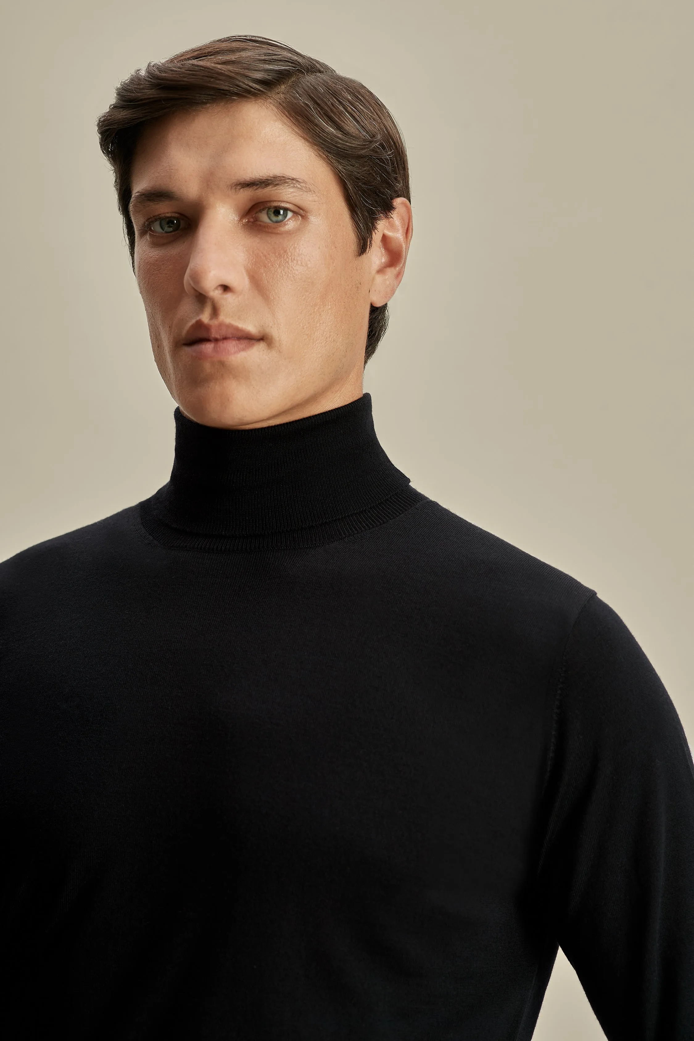 Home Trend Ribbed Hem Detail Merino Wool Extrafine Roll Neck Sweater