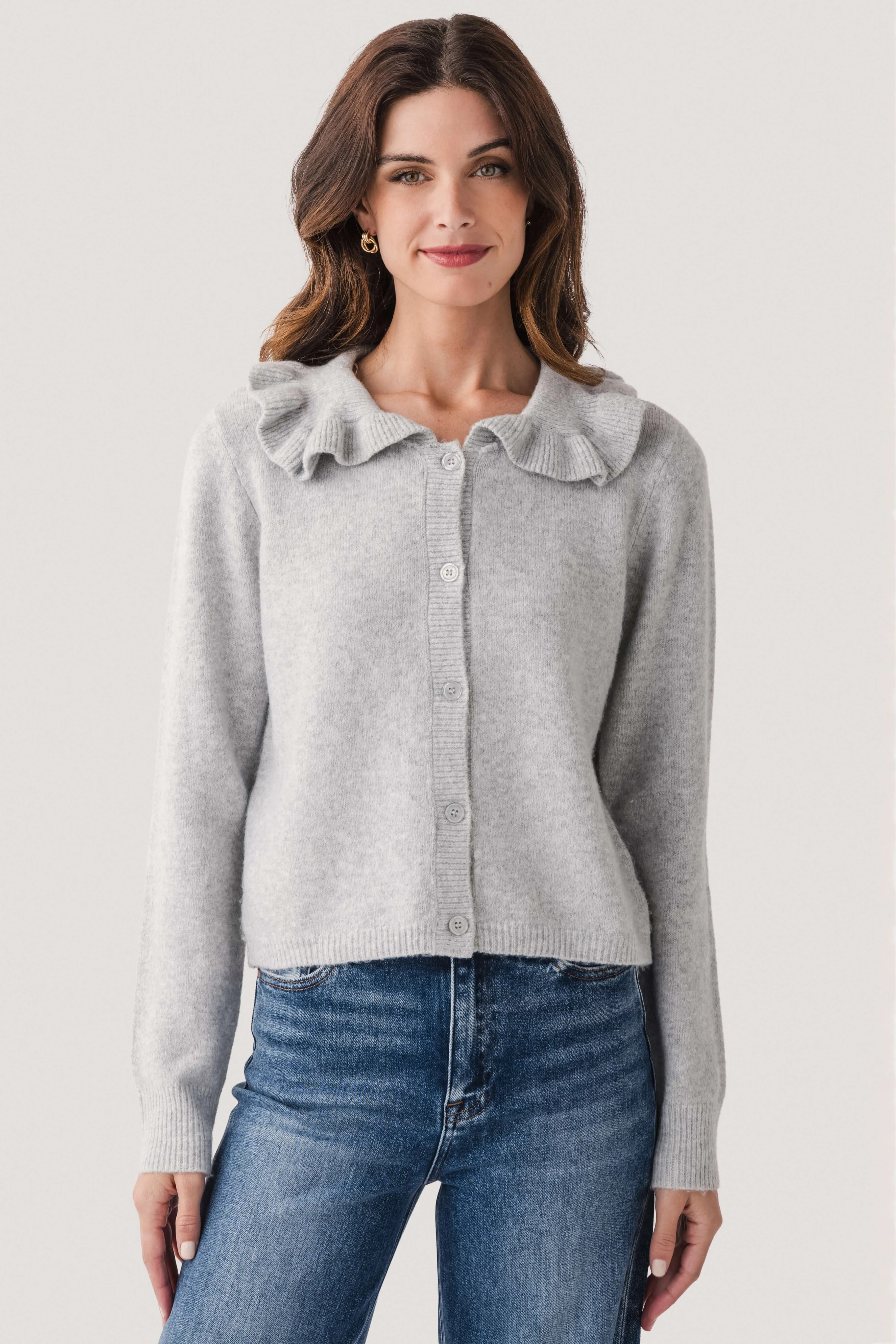 Casual Basics Athletic Cut RD Style Ruffle Collar Cardigan