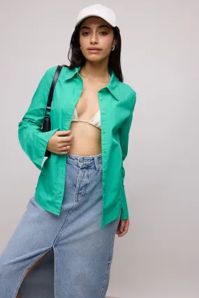 Absinthe Green Cotton Slim Fit Shirt Creative Professional Geometric Design