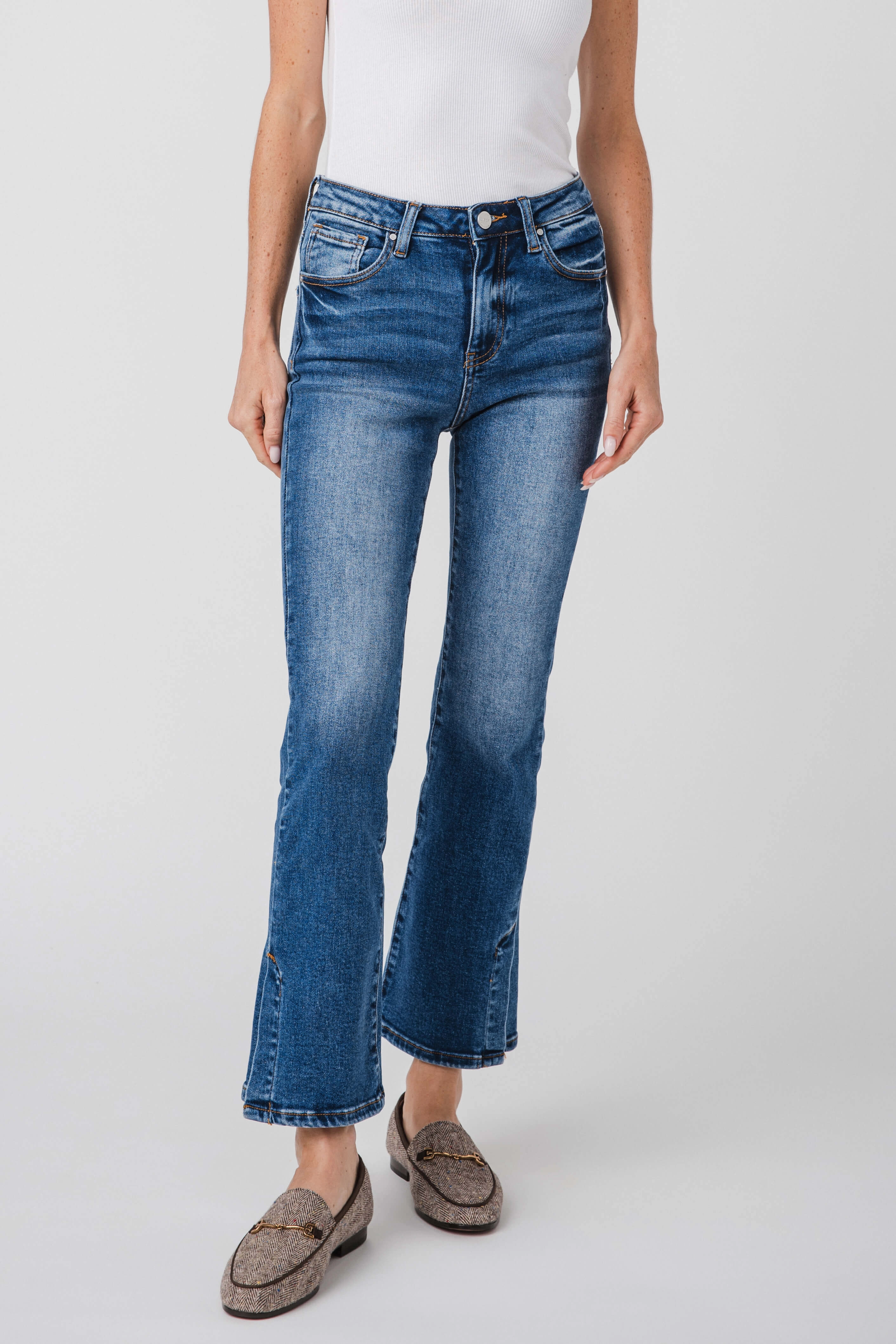 Risen Lydia High Rise Bootcut Side Slit Jeans Movement Friendly