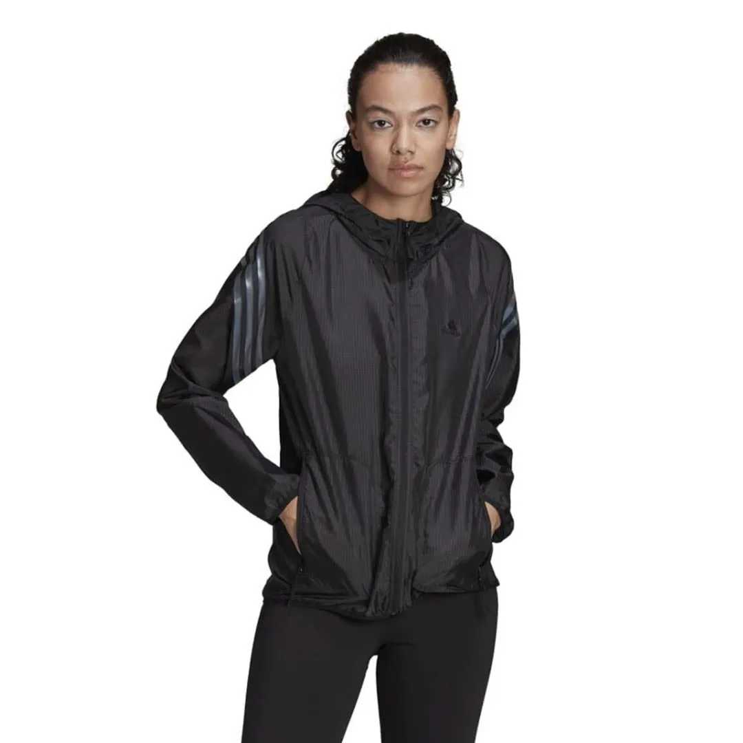 adidas - Women's Run Icons 3-Stripes Windbreaker Jacket (HC7976) PerimeterStructuralBoning Soft Fleece Interior