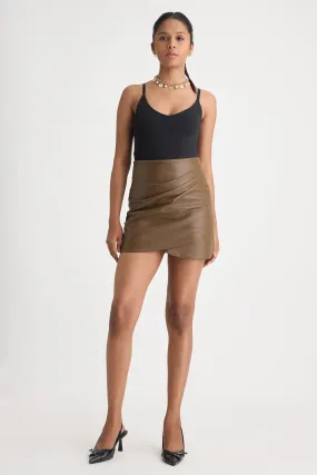 Chill Feel Brown Leather Skirt