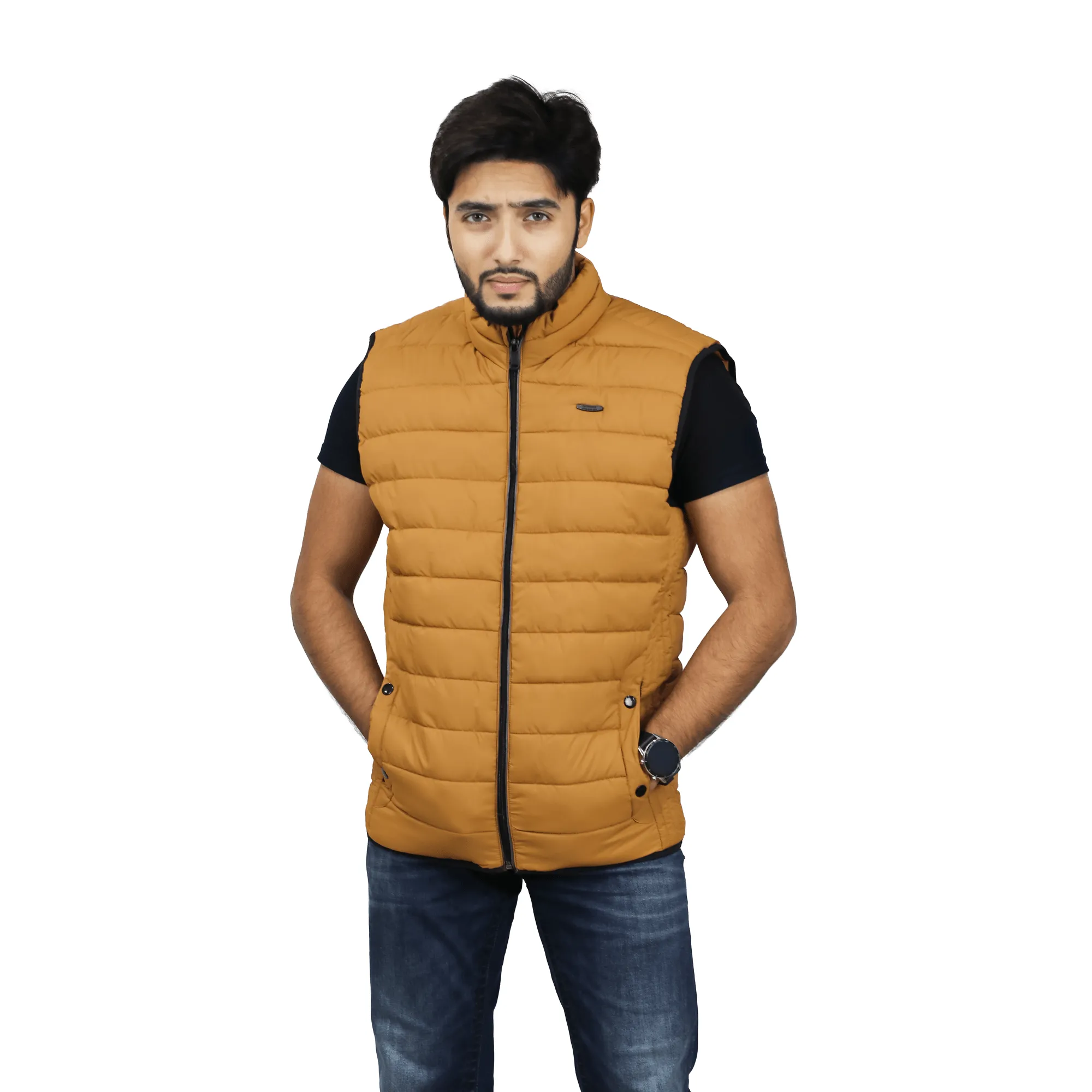 Men??s High-Quality Premium Vest jacket- jack vest-Musatard Yellow MultiPocket Configuration