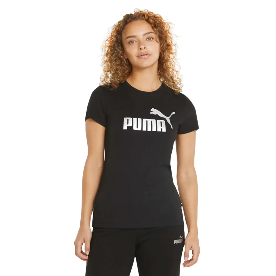 Compact Fit Look Non Restrictive Movement Cut Puma - Women's Essential Metallic Logo T-Shirt (848303 51)