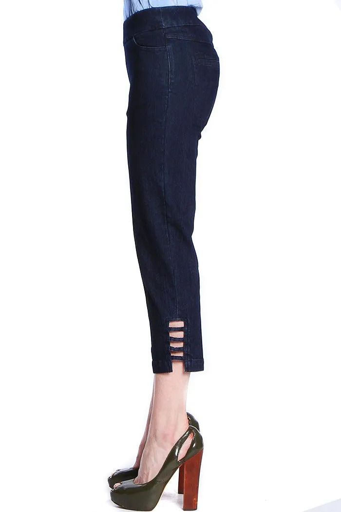 Non Binding Cuffs Minimal Vibe SLIMSATION Denim Pull On Capri Jeans