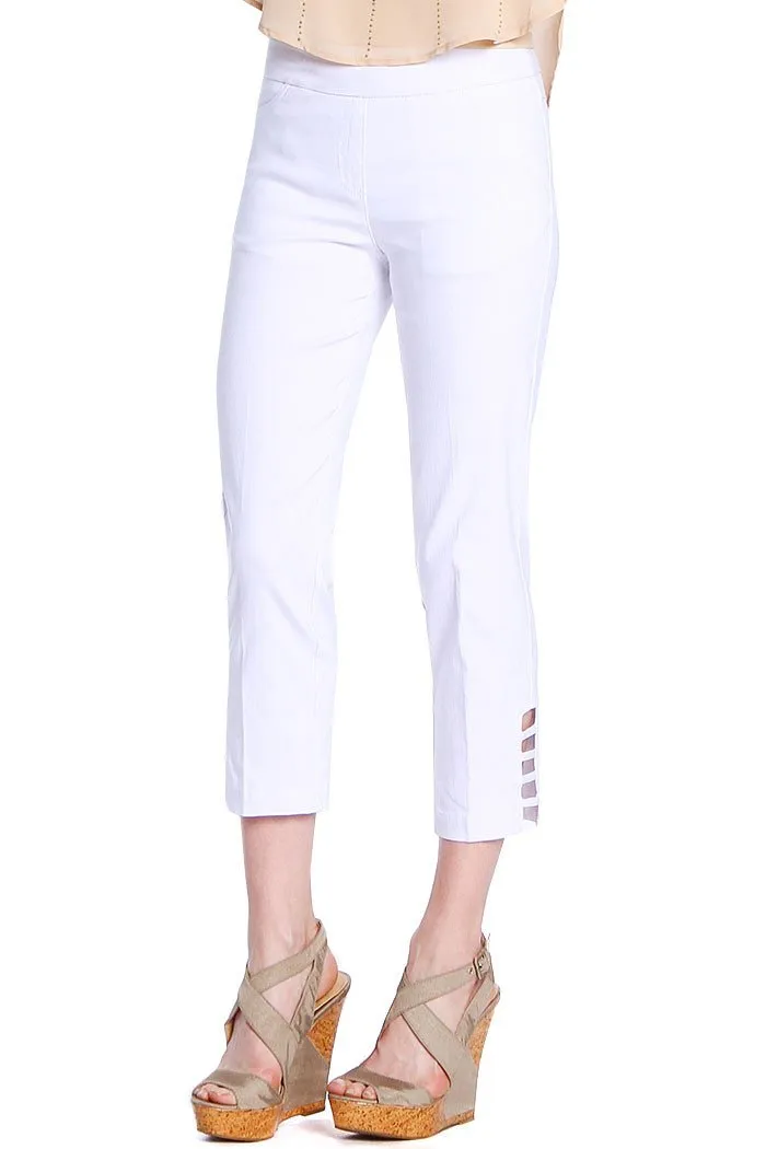 SLIMSATION White Pull On Capri Jeans Double Stitched Slimline Fit