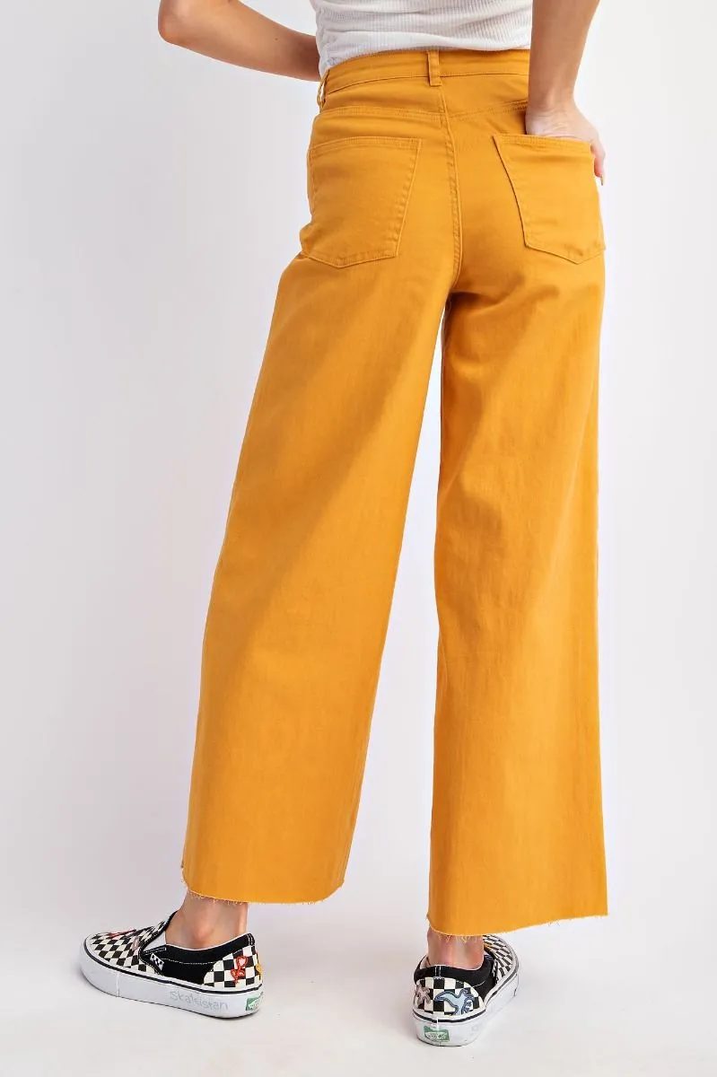 Mustard Soft Stretch Twill High Waisted Pants Clean Cut