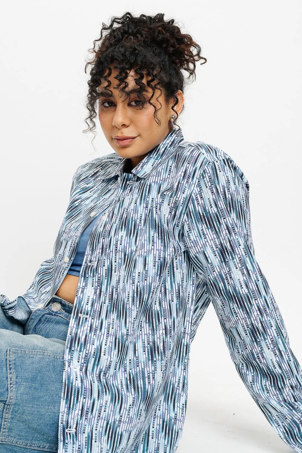 Simple Layer Muted Stripes Full Sleeves Women's Shirt