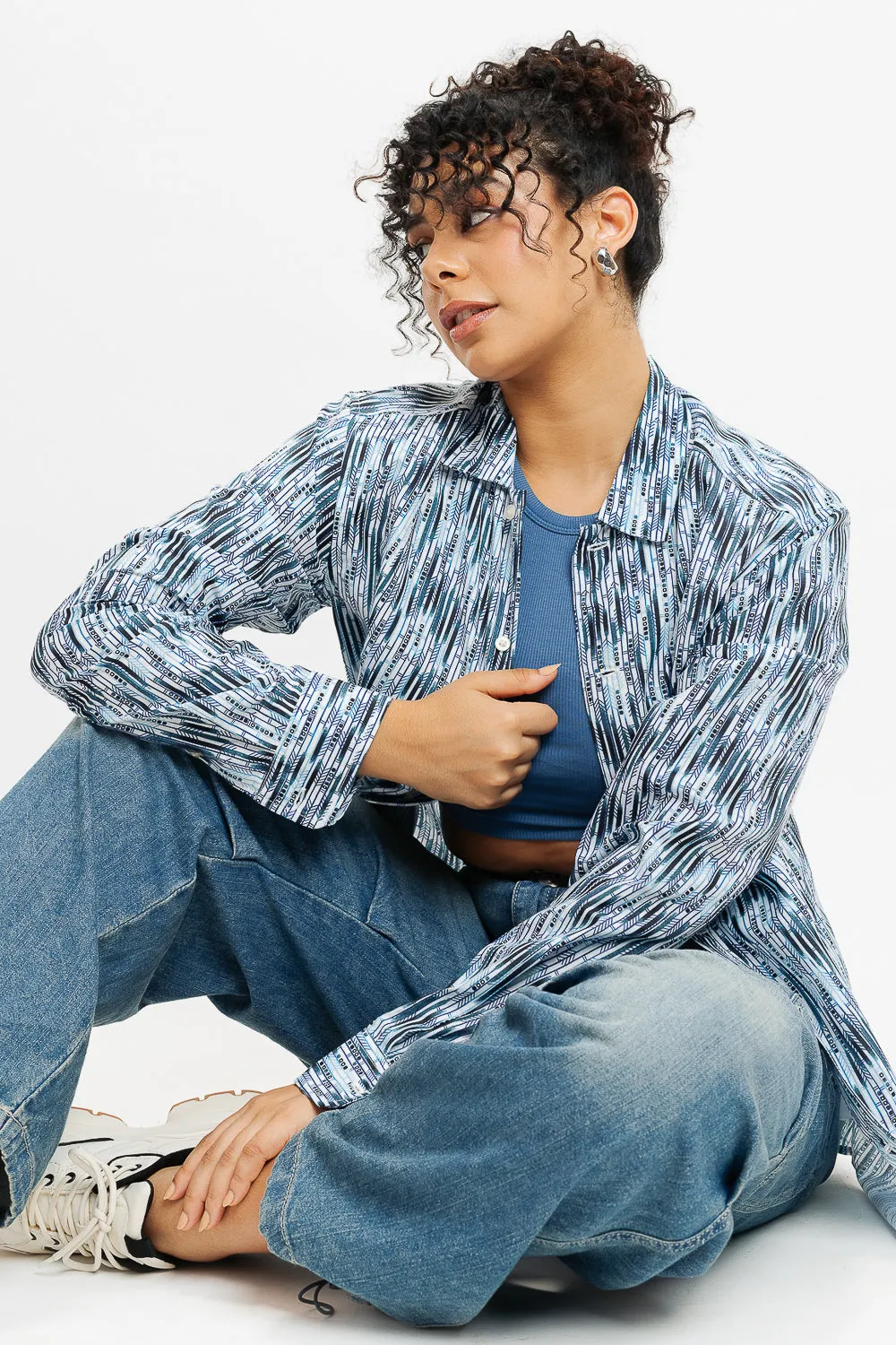 Muted Stripes Full Sleeves Women's Shirt Day-To-Night Wear Budget Friendly