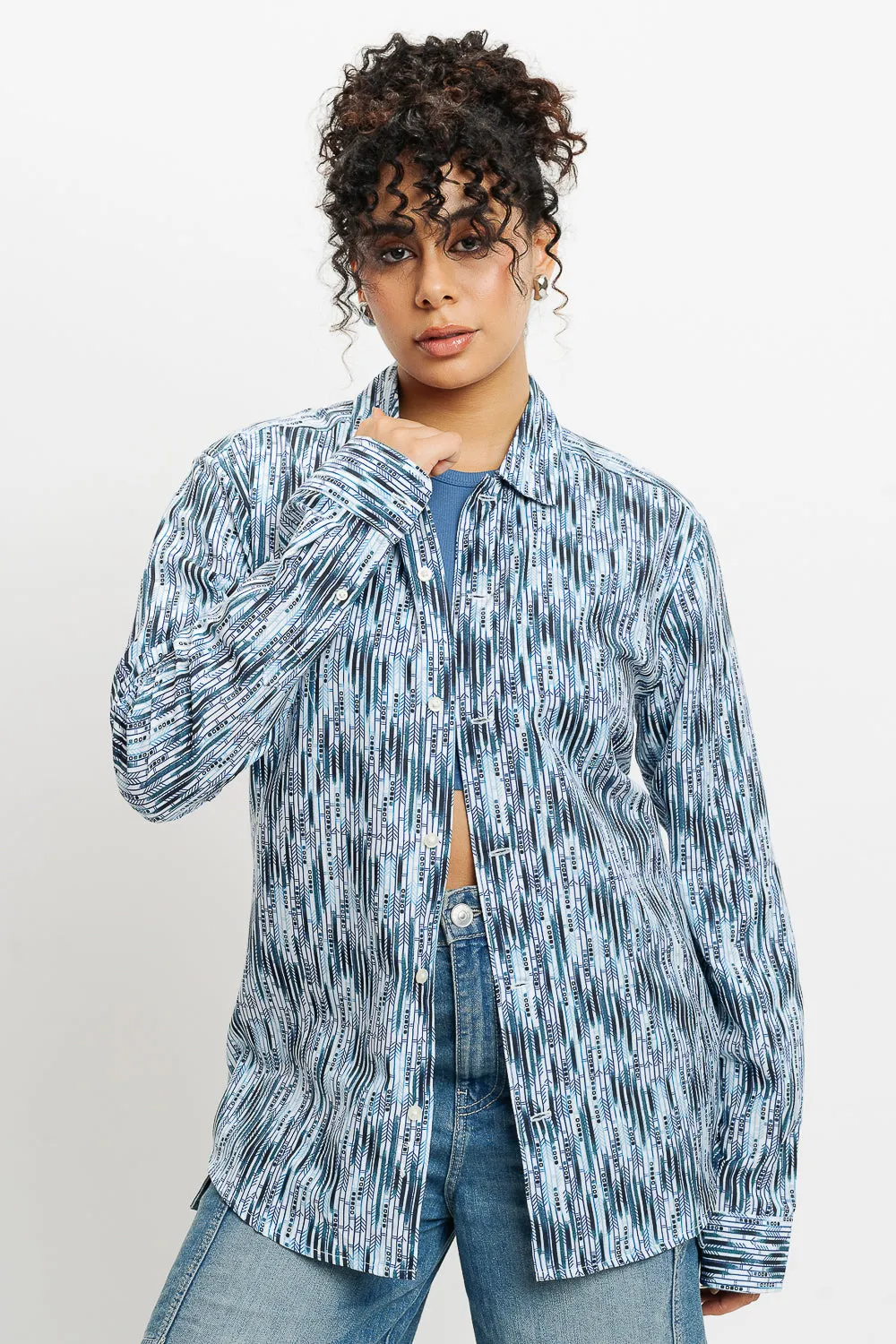 Smart Casual Wear Muted Stripes Full Sleeves Women's Shirt