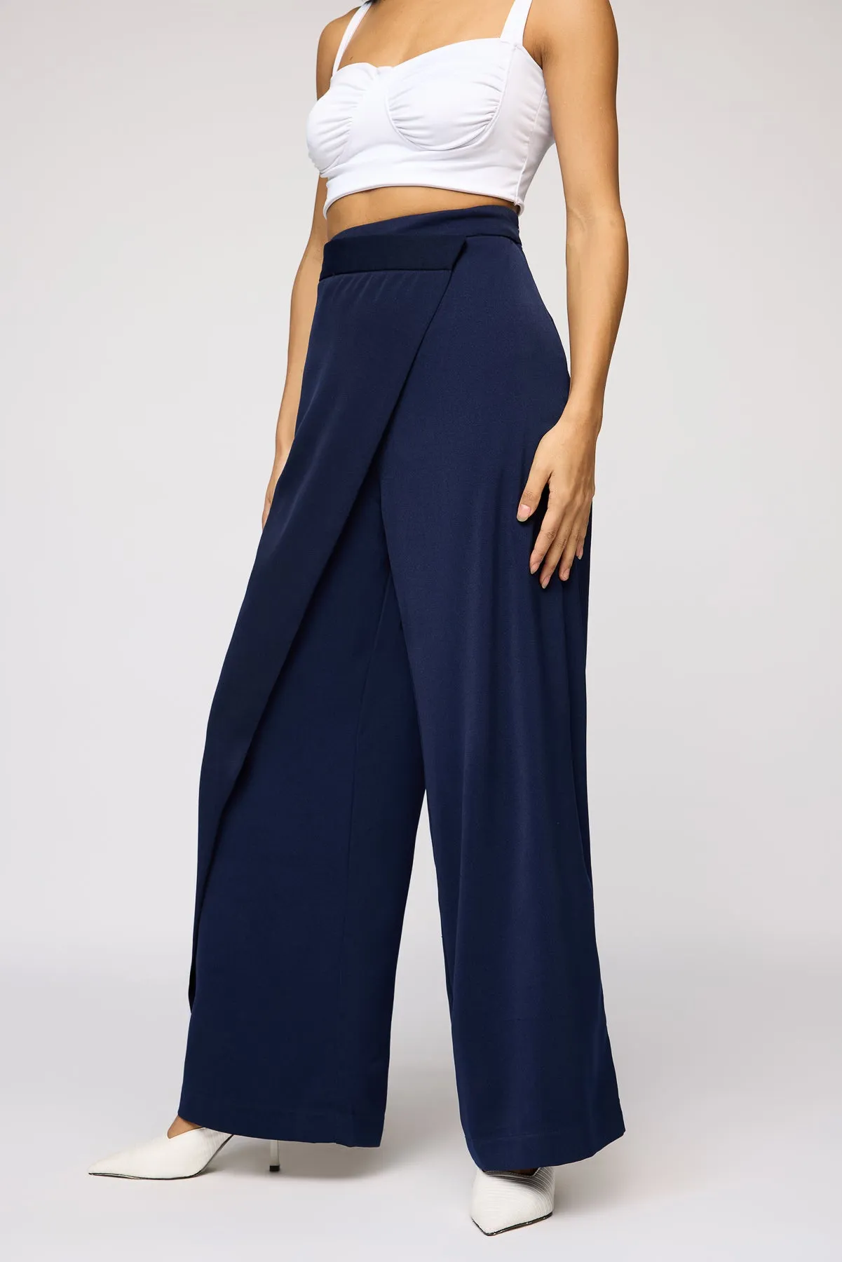 Navy Peony Pareo Korean Pants Non Irritating Seams Timeless Utility