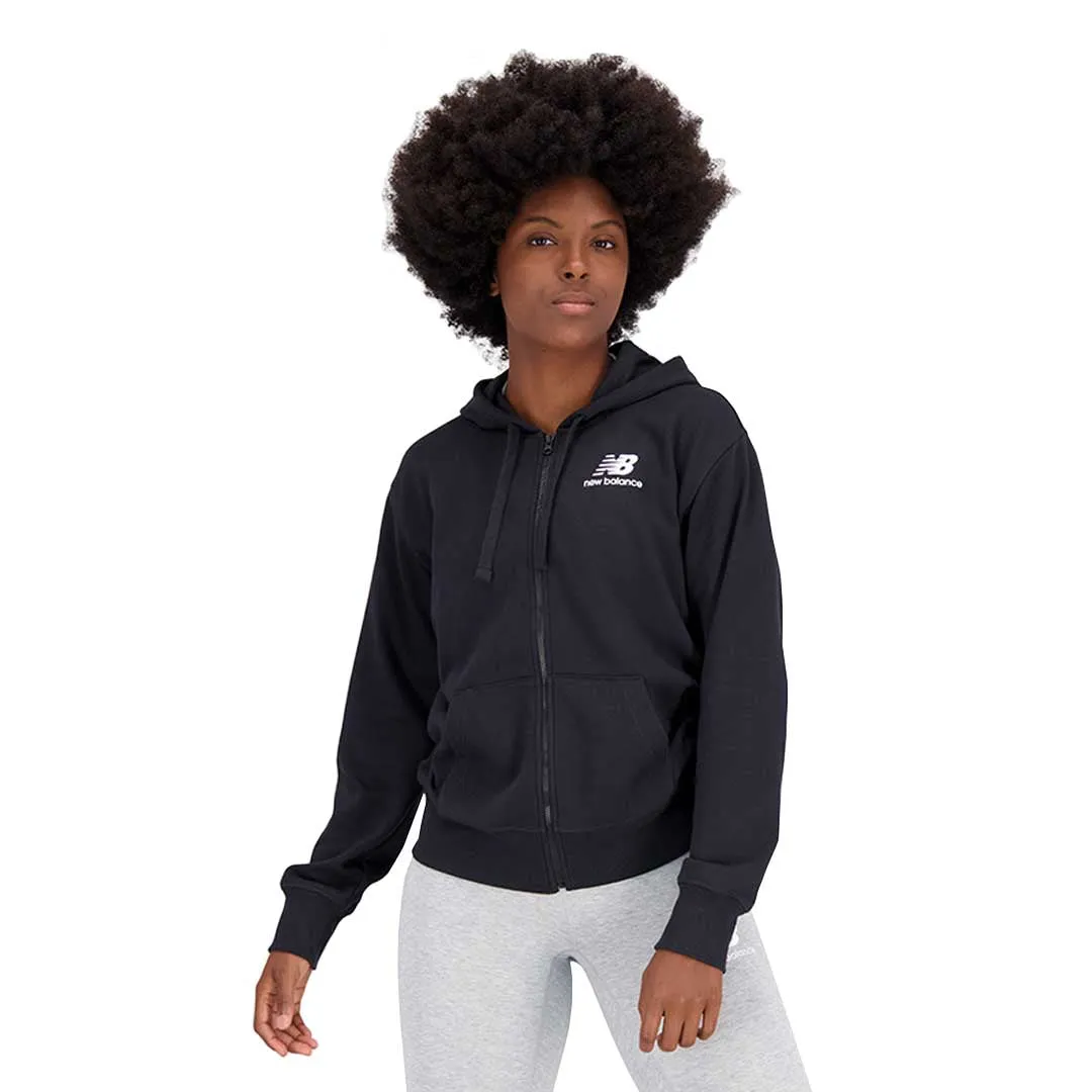 Basic Layers Hard Cover New Balance - Women's Essentials Stacked Logo Full Zip Hoodie (WJ31530 BK)