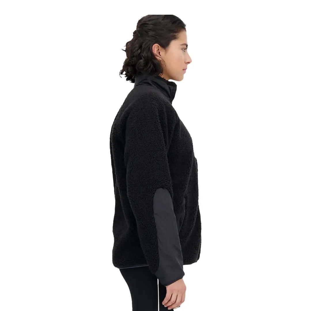 Hooded Comfort Fit Temperature Balancing Layer New Balance - Women's Speed Sherpa Jacket (WJ33285 BK)