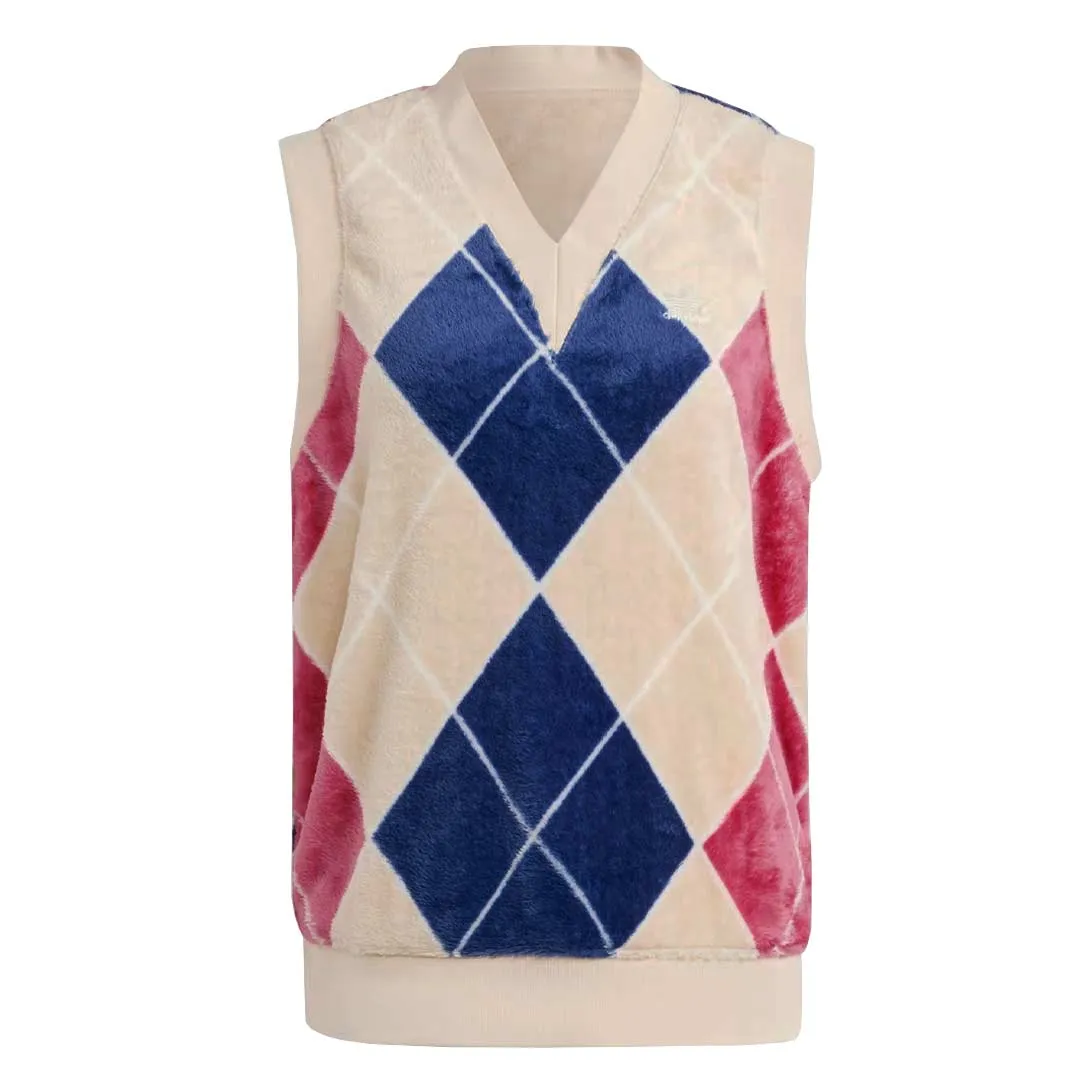 adidas - Women's Argyle Fluffy V-Neck Vest (II5635) Multi pockets anti static coating