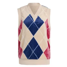 adidas - Women's Argyle Fluffy V-Neck Vest (II5635) Multi pockets anti static coating