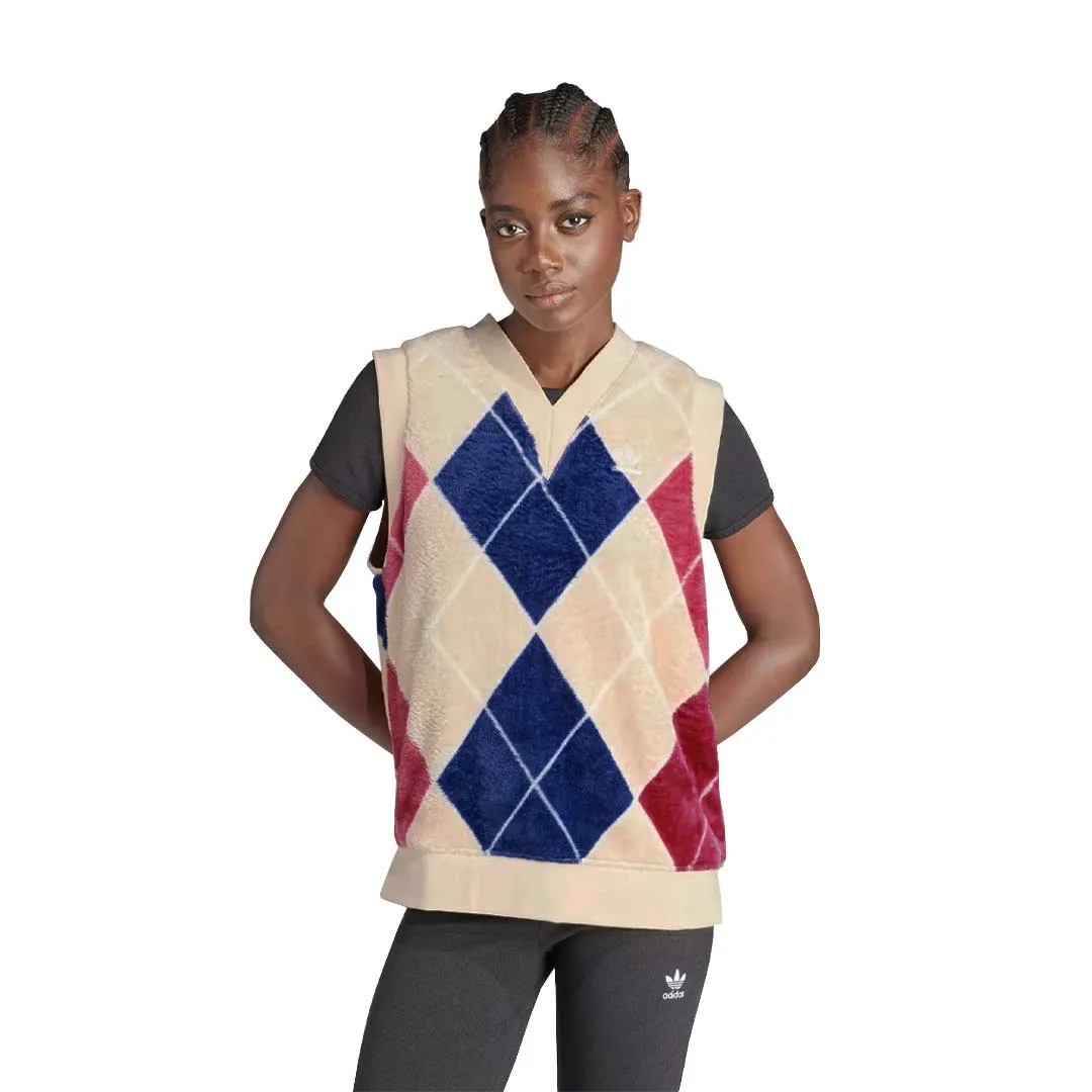 adidas - Women's Argyle Fluffy V-Neck Vest (II5635) Non Restrictive Movement QuickDryFinish