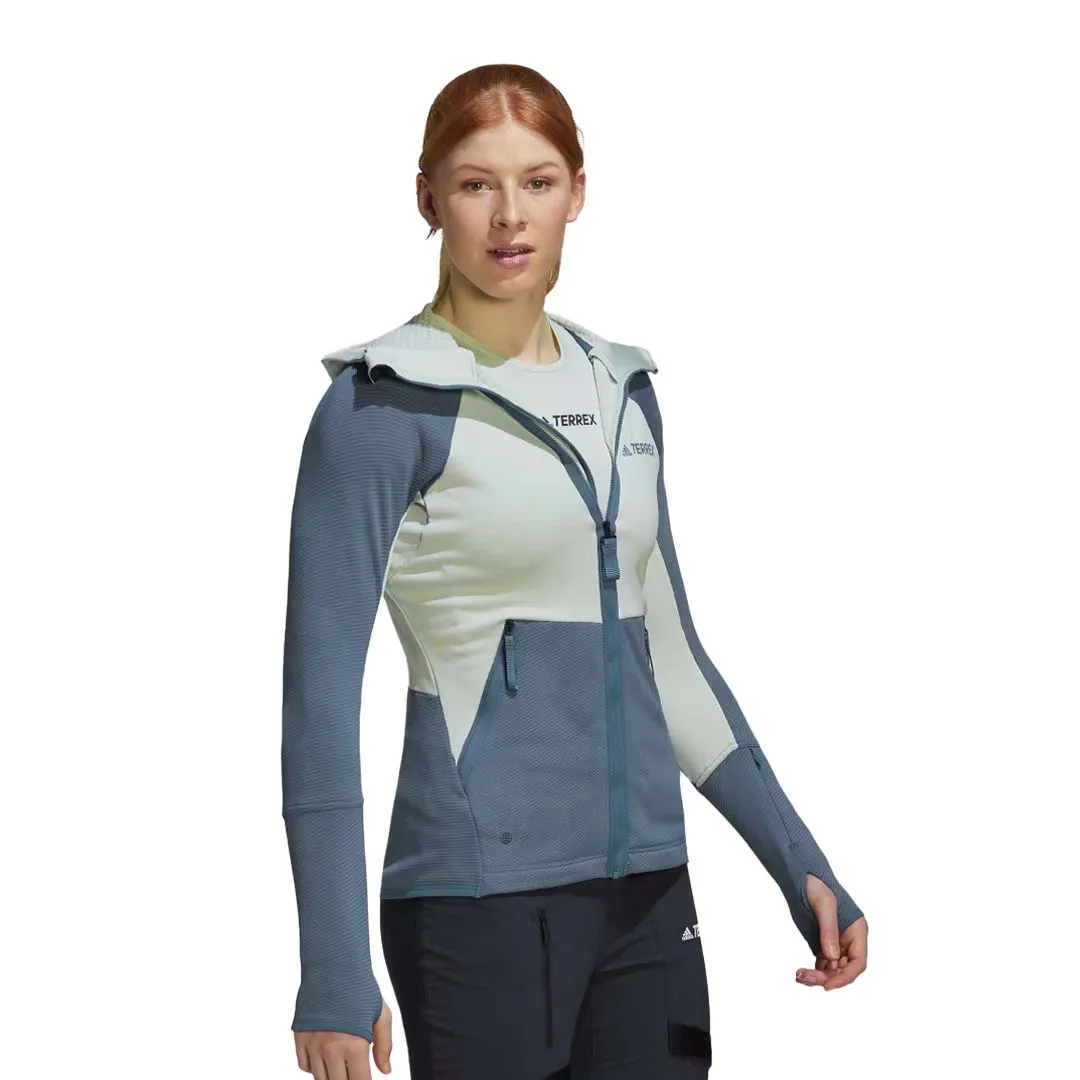adidas - Women's Terrex Tech Flooce Hooded Hiking Jacket (HH9269) HighCollarDesign Adjustable Hem