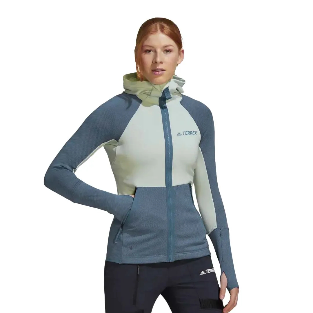 adidas - Women's Terrex Tech Flooce Hooded Hiking Jacket (HH9269) Weekend Casual Fit Heavy Duty Zippers