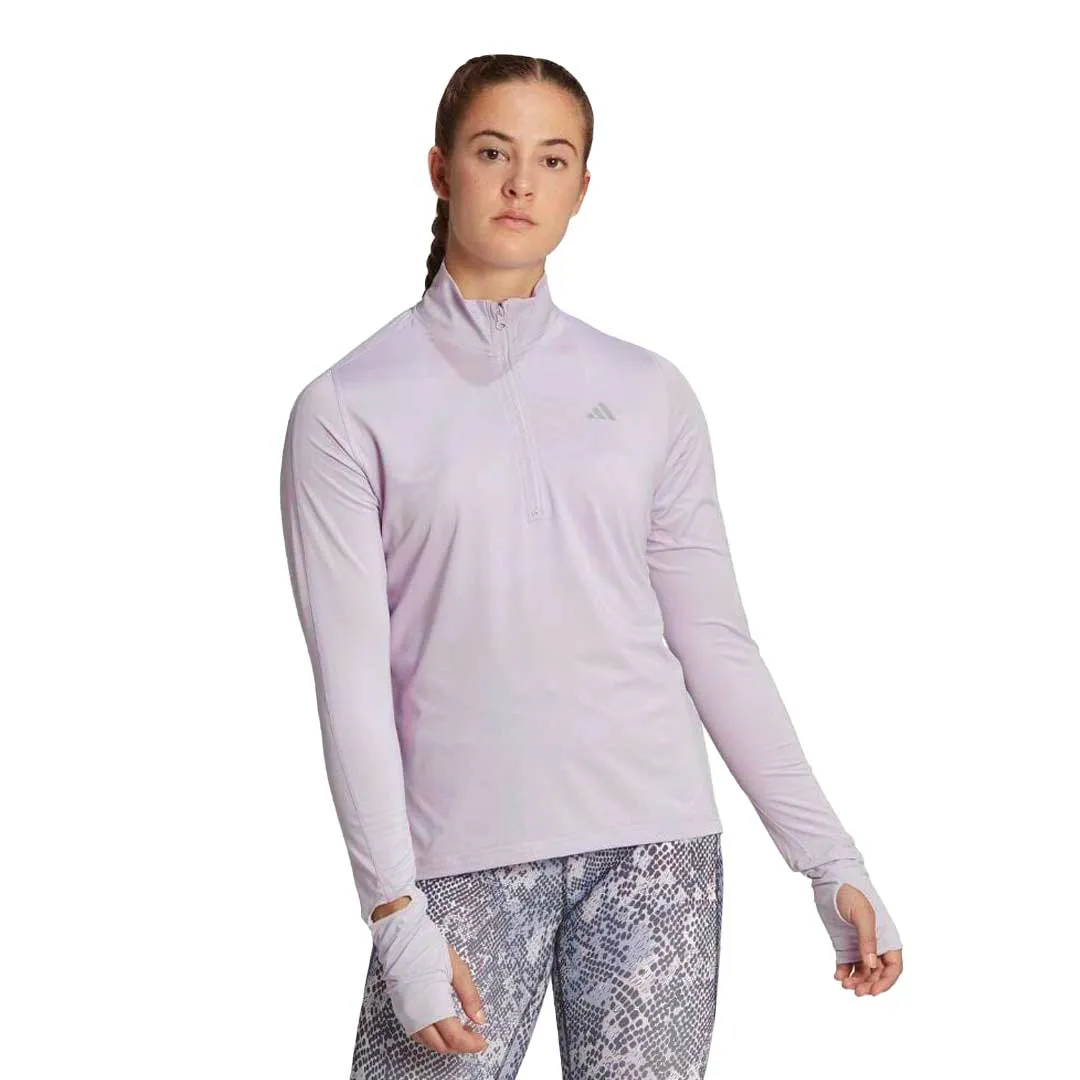 Reinforced Zippers adidas - Women's Fast Running 1/2 Zip Long Sleeve Top (HR5704)