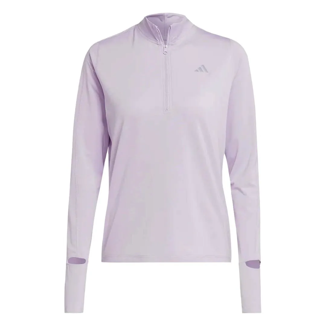 Stretch Comfort Fit adidas - Women's Fast Running 1/2 Zip Long Sleeve Top (HR5704)