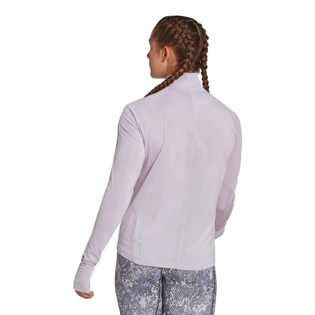 adidas - Women's Fast Running 1/2 Zip Long Sleeve Top (HR5704) Elastic Cuff Adjustment Layered Wind Barrier