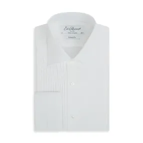 Dewitt White Pleated Dress Shirt Flexible Mobility Tailored Cut