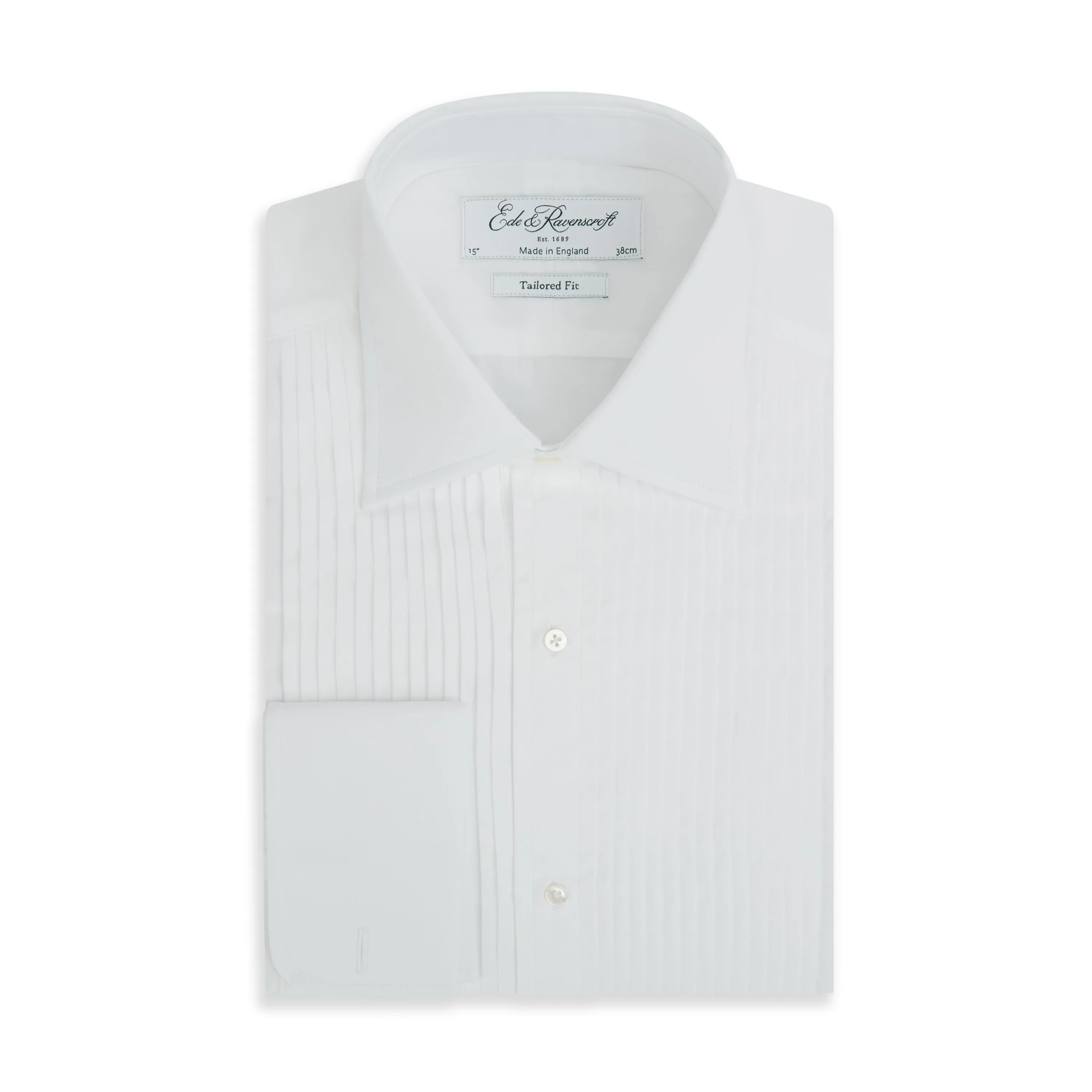 Dewitt White Pleated Dress Shirt Flexible Mobility Tailored Cut
