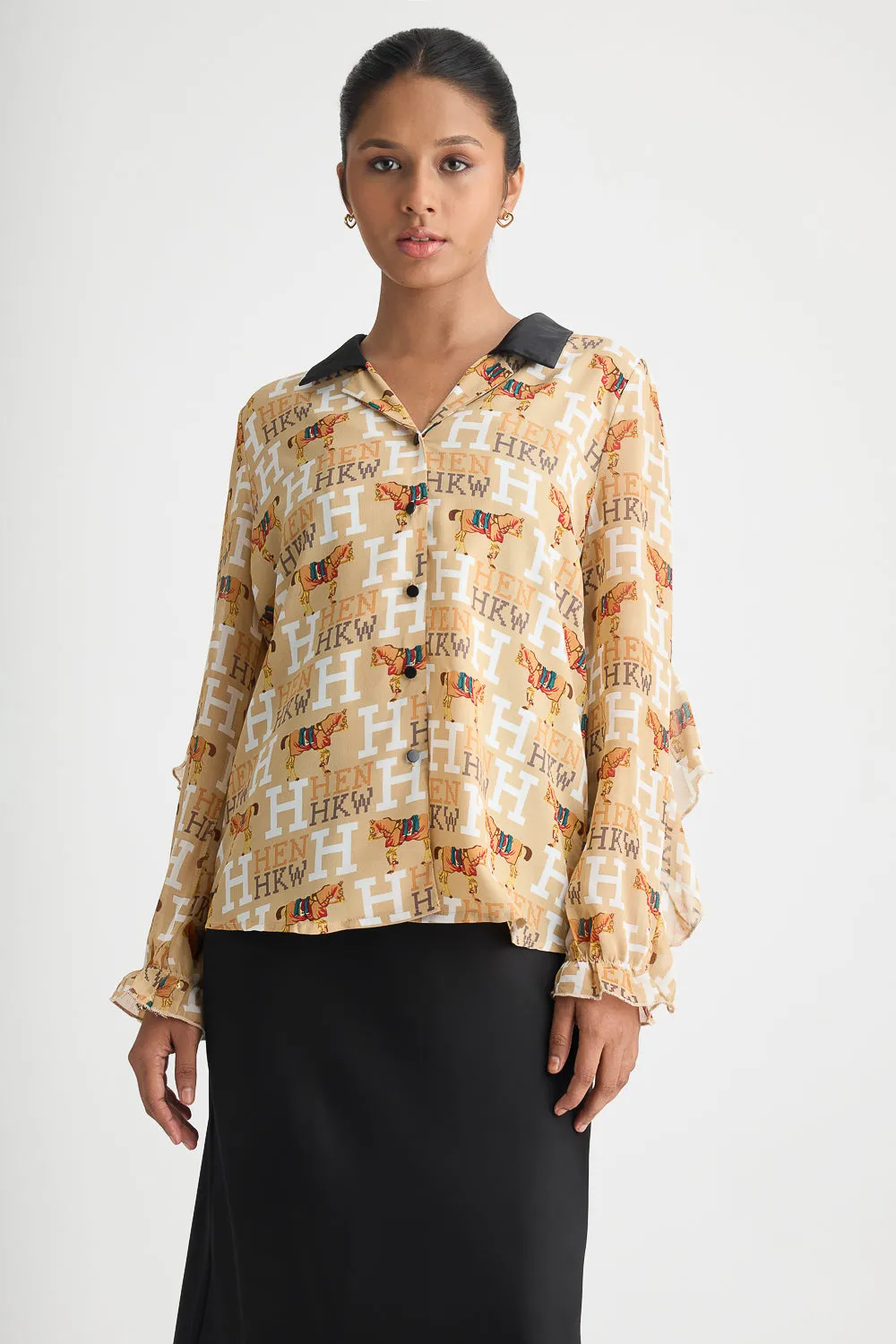 Printed Sheer Shirt Versatile Layering Eco friendly materials