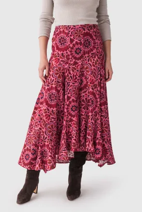 Olivaceous Xurshia Midi Skirt Bold Print Signature Line