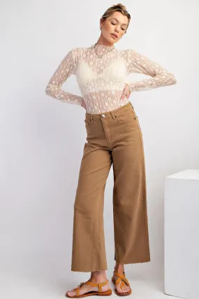 Pecan Pie Soft Stretch Twill High Waisted Pants Quick Conversion Hem