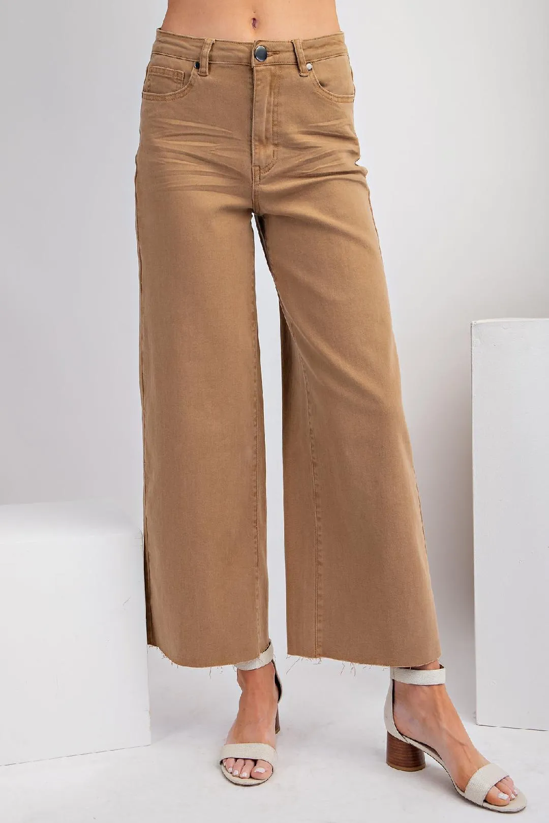 Pecan Pie Soft Stretch Twill High Waisted Pants StretchWaistband Stylish Layers