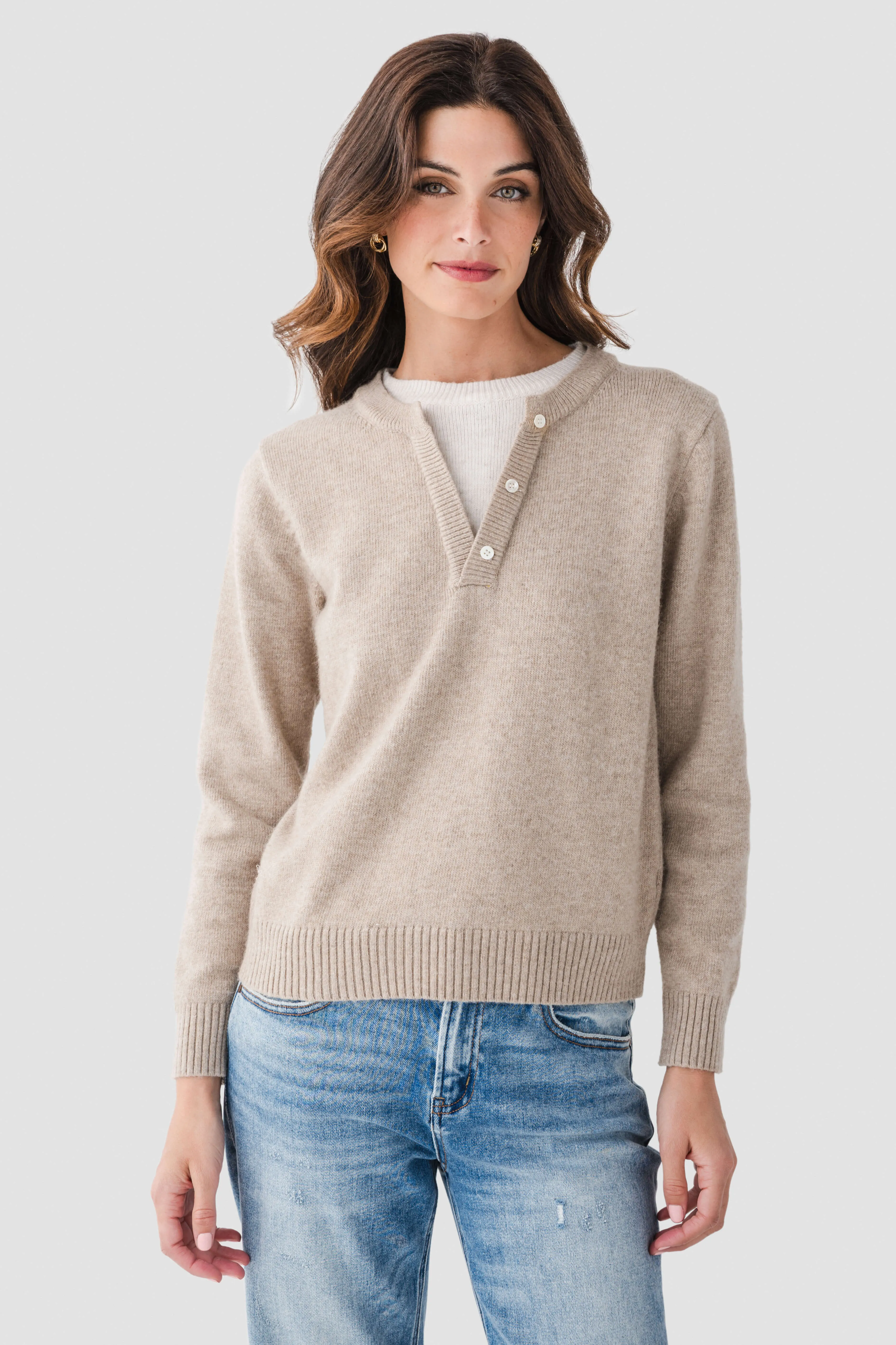Cozy Basics Pinch 2fer Pullover Sweater