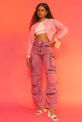 Minimalist Style Chill Outfit Office Wear Modern Pink Play Denim Cargo