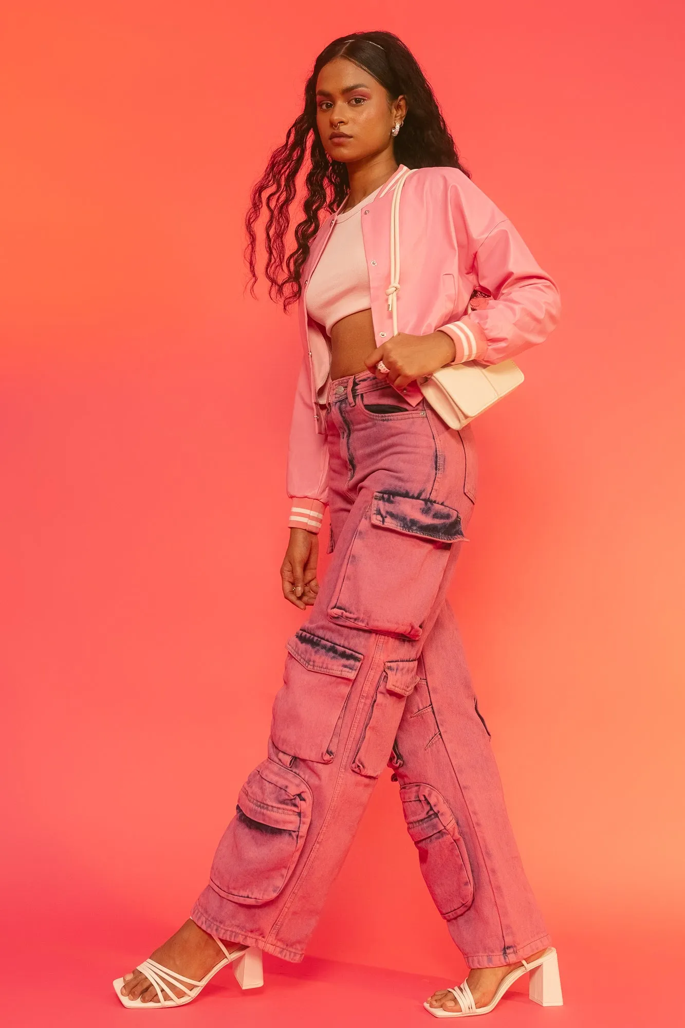 Pink Play Denim Cargo Base Style Customizable Fit