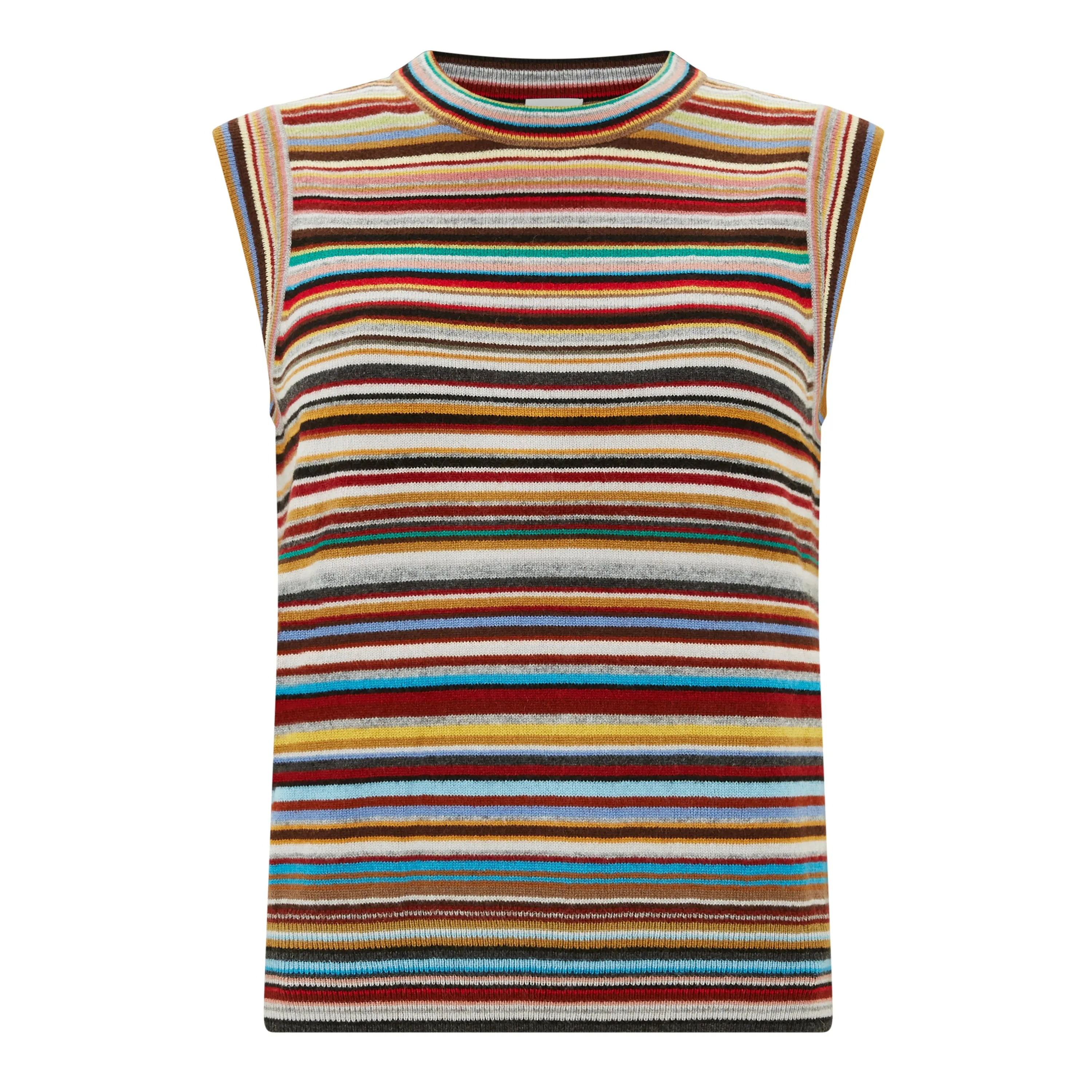 Dimensional Stability Barre Cashmere Knitted Vest