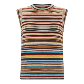 Dimensional Stability Barre Cashmere Knitted Vest