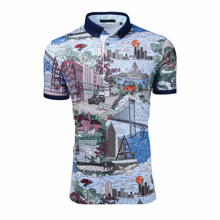 Cadillac Men's Where the Wolves Are Polo by Greyson Essential Fashion Four Button Placket