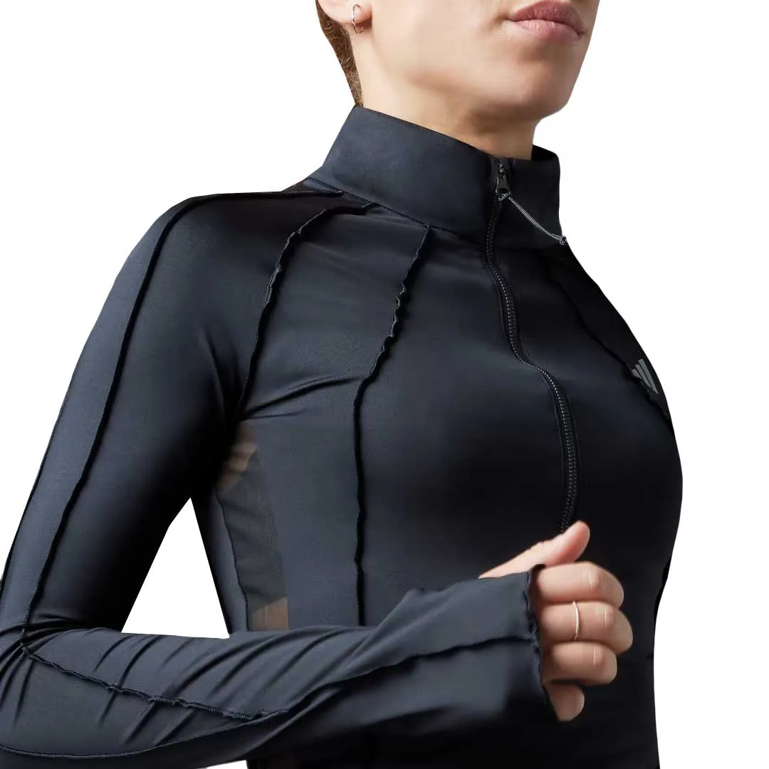 Zippered Closures Matte Fabric adidas - Women's Collective Power 1/2 Zip Long Sleeve Shirt (HM4335)