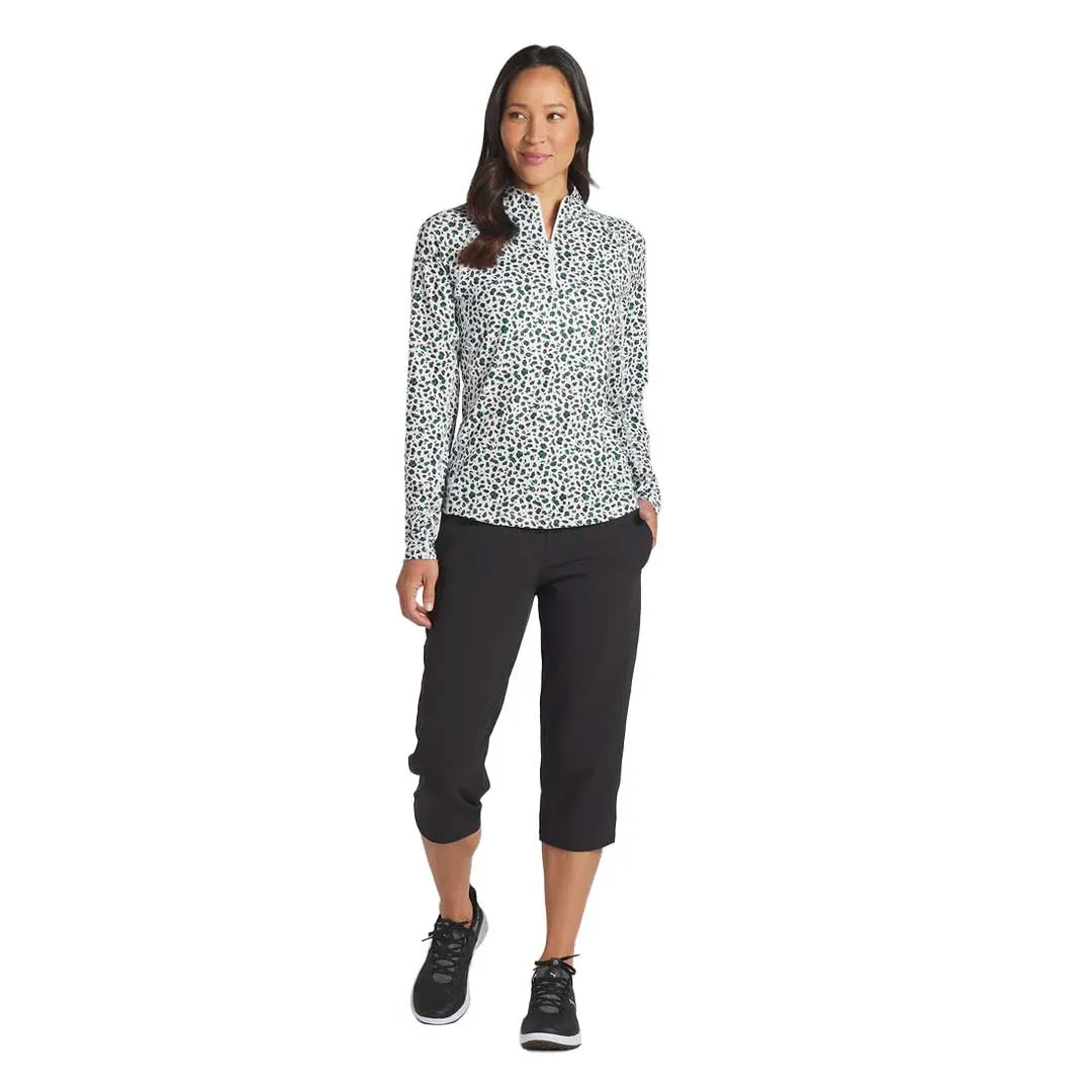 Puma - Women's You-V Leopard Quarter-Zip Golf Sweater (623929 01) Reinforced Seams High Collar Style