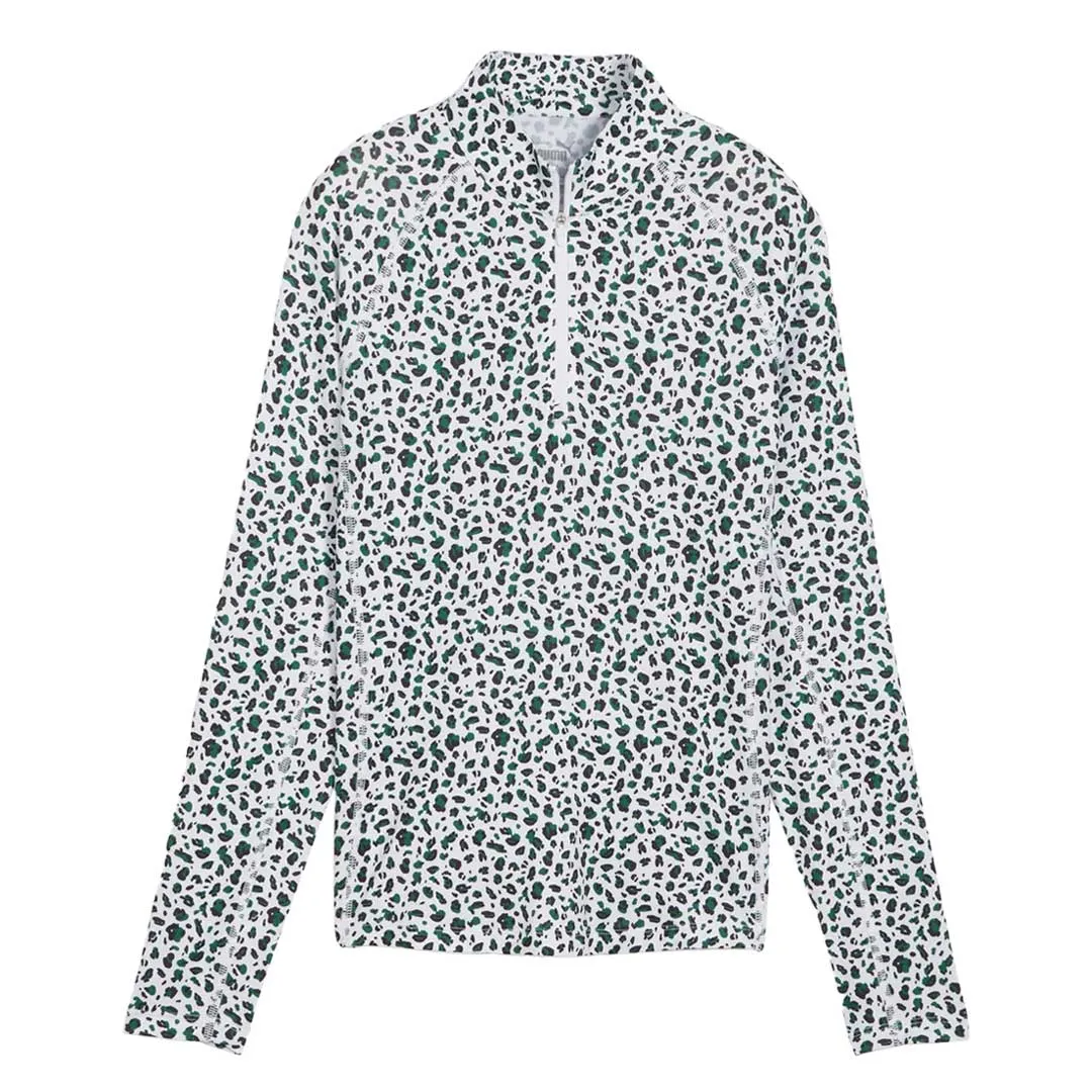 Puma - Women's You-V Leopard Quarter-Zip Golf Sweater (623929 01) Ventilated Back Panel