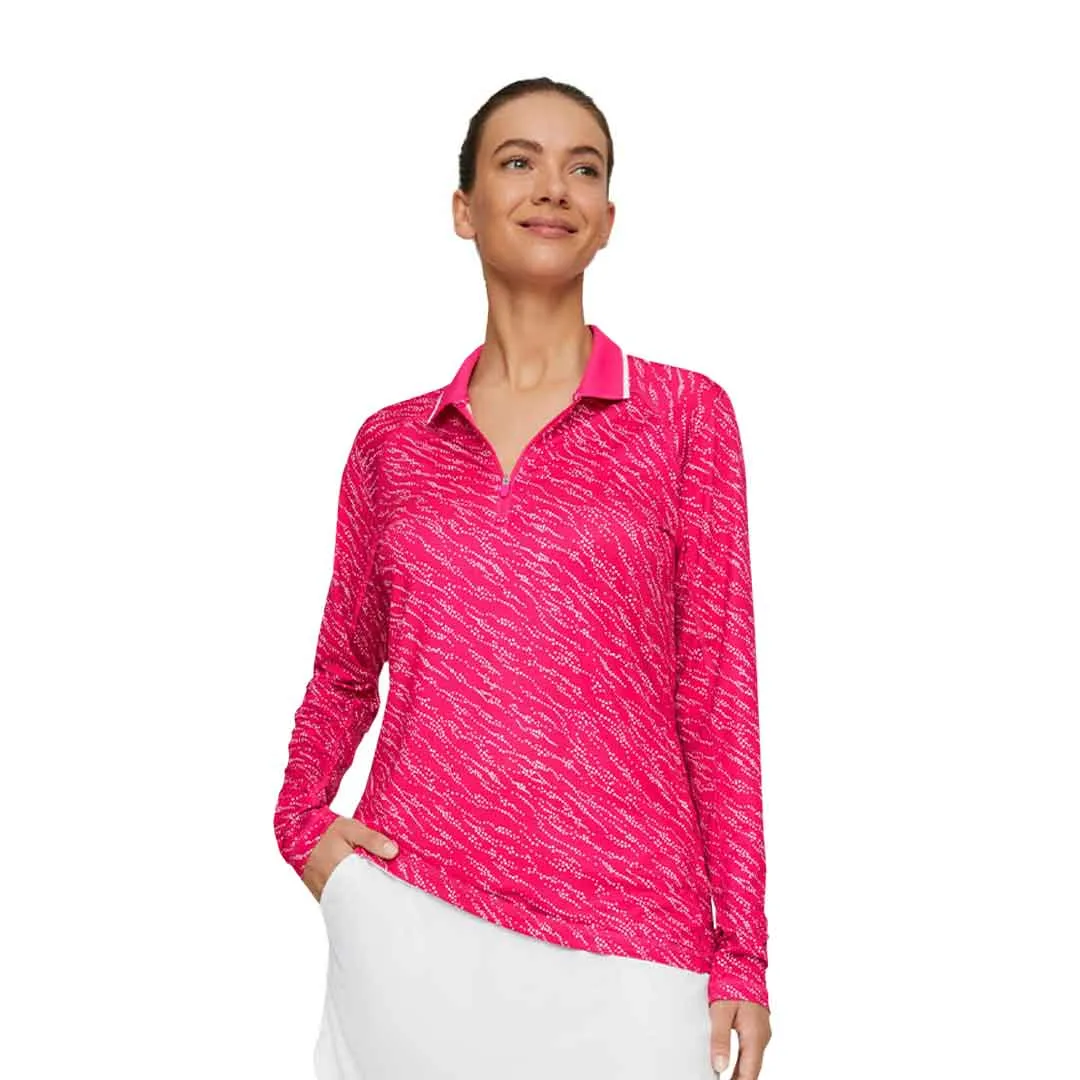 Matte Surface Texture Puma - Women's YouV Whitewater Long Sleeve Polo (539036 02)