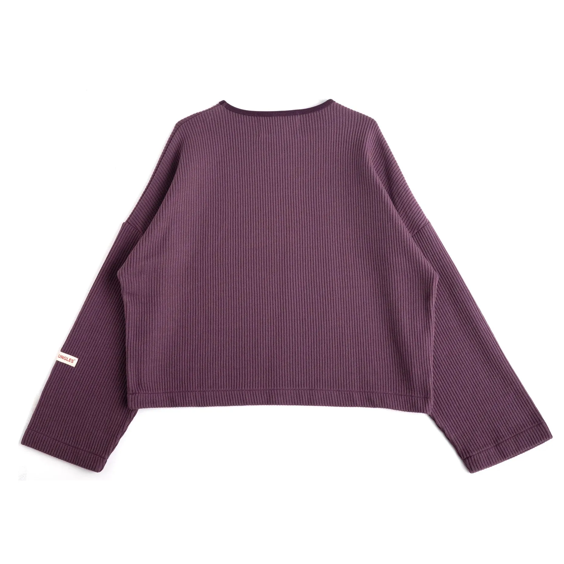 Purple Boxy Knit Sweater Simple Classic