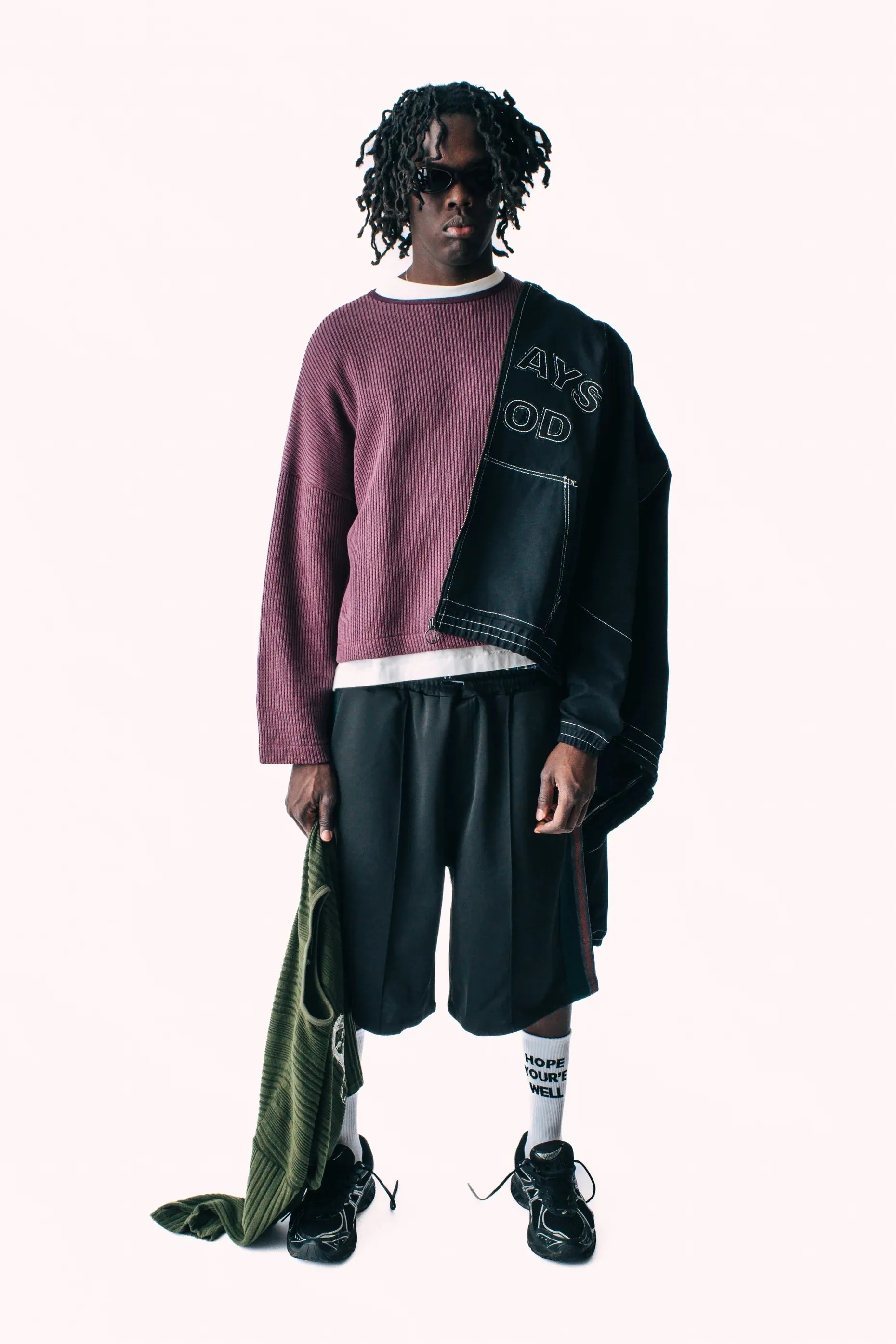 Purple Boxy Knit Sweater Walk In Park