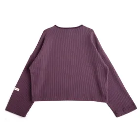 Purple Boxy Knit Sweater Simple Classic