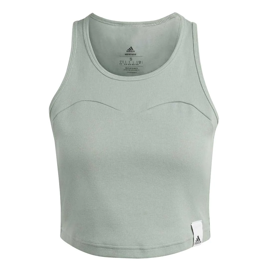 adidas - Women's Lounge Rib Tank Top (IC8757) Foldable Collar