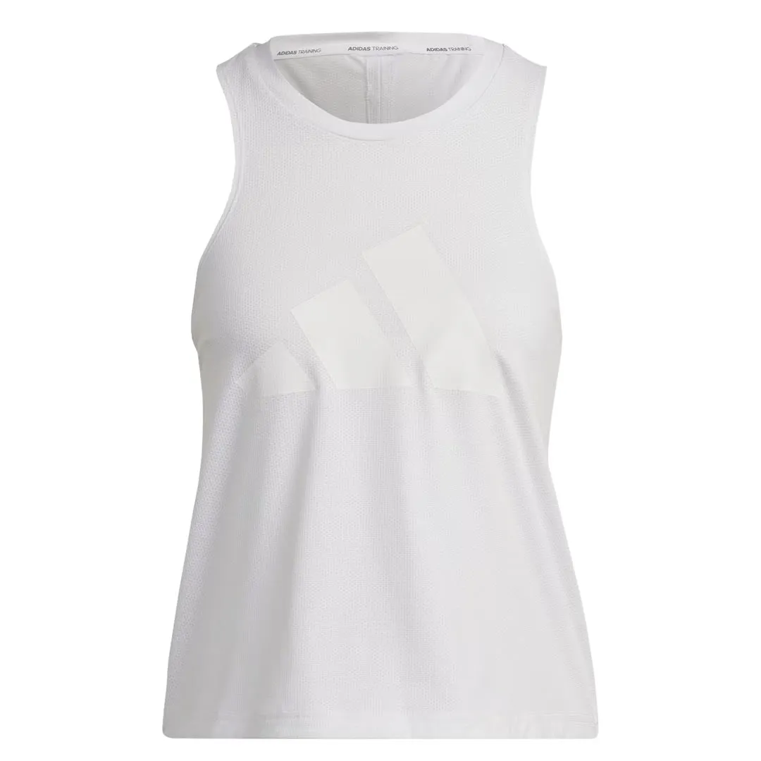 adidas - Women's Train Icons 3 Bar Logo Tank Top (HK6967) Flexible Armholes Snap Closure System